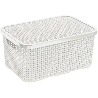 Branq Rattan Aufbewahrungsbox mit Deckel Box Kiste Aufbewahrungsbehälter (7L, Weiß)