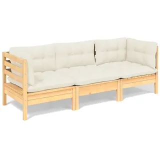 vidaXL 3-Sitzer-Gartensofa Loungesofa creme