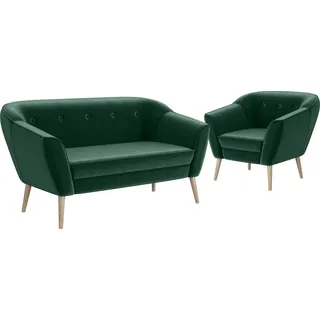 MEBLINI Mini Sofa Set 2-1 für Wohnzimmer - Mini Lounge für drei Personen - Küchensofa - Sofa Klein - Sitzgarnitur - Polstergarnitur - Sofagarnit... - Grün