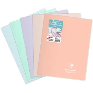 Clairefontaine 981681C - Heft / Notizbuch Koverbook Blush DIN A4+, 24x32 cm, 48 Blatt 90g, flariert 5/5 mit Rand, zweifarbiger Einband aus opakem Polypropylen, farbig sortiert, 1 Stück