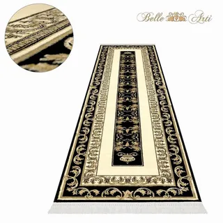 Belle Arti Teppich Premium Teppich Wohnzimmer schwarz gold kurzflor Viskose Pegasus Pferd, Rechteckig, flauschig Rechteckig | 80 cm x 300 cm
