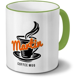 Tasse mit Namen Martin - Motiv "Coffee Mug" - Namenstasse, Kaffeebecher, Mug, Becher, Kaffeetasse - Farbe Grün
