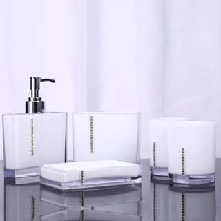 Lsaardth 5 Stück Weiß Badezimmer Zubehör Set, Komplettes Acryl Badezimmer Zubehör Set Toilette Badezimmer Dekor Sets Zubehör Badesets