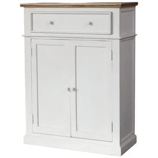 baario Highboard Kommode CRES weiss 120cm hoch, massiv Mangoholz Highboard Landhaus Design Antik weiß