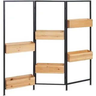 Mendler Raumteiler mit Pflanzkasten HWC-L32, Blumenkasten Raumtrenner, Holz-Stahl 116x118cm ~ Gestell schwarz, naturfarben
