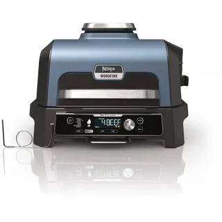 Ninja Woodfire Pro Connect XL Elektrischer Grill und Smoker mit App-Steuerung, digitaler Sonde, großer 7-in-1 Outdoor Grill und Luftfritteuse mit Woodfire Pellets