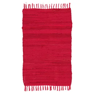 ABC Italia Italia Fleckerlteppich Läufer Reine Baumwolle 30C In Waschmaschine Waschbar , Größe:60 x 200 cm, Rot