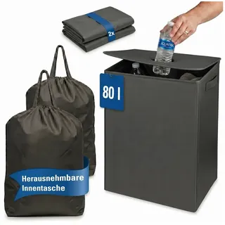 Lefeld Pfandflaschen Sammelbehälter 80 L dunkelgrau mit Deckel & stabilem Boden