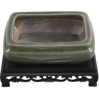 SOIMISS Chinesischer Keramik Pflanztopf Bonsai Topf Keramik Rechteckig und Flach Atmungsaktiv Robust für Innenräume und Büro im Vintage Stil