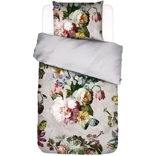 ESSENZA Bettwäsche Fleur Grau Blumen Blüten Rosen Pflanzen Zweige Geblümt Baumwollsatin, Größe:155 cm x 220 cm