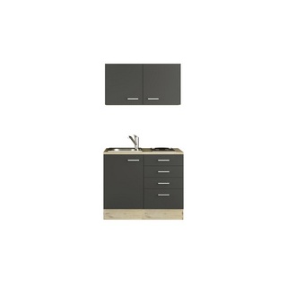 Flex-Well Miniküche »Morena«, mit E-Geräten, Gesamtbreite: 100 cm - grau