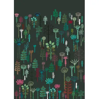 Rasch Tapete 557886 - Fototapete auf Vlies mit abstrakten Pflanzen in Grau, Grün, Blau und Rosa aus der Kollektion Onzself - 2,80 m x 2,00 m (LxB)