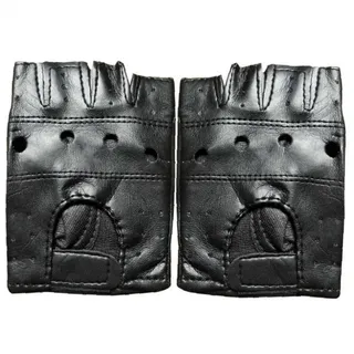 Zonster Unisex Leder Halbfingerhandschuhe Punk Ungefügte Lederhandschuhe Fahren Fitnessstudio Motorrad Fingerlose Handschuhe