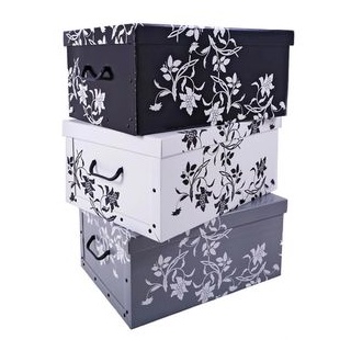 Spetebo Aufbewahrungsbox mit Deckel je 51 x 37 cm - Stapelbox aus Pappe mit Griffen 45 Liter - Organizer Storage Box
