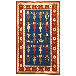 Nain Trading Orientteppich Kelim Fars 149x257 Handgewebter Orientteppich / Perserteppich, rechteckig, Höhe: 5 mm blau|rot