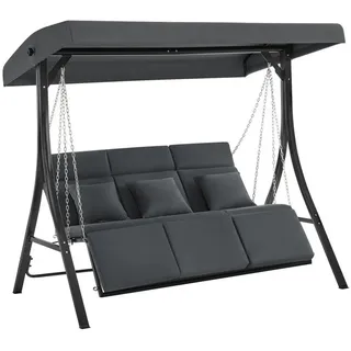 M MCombo Hollywoodschaukel Liegefunktion, Gartenschaukel 3 Sitzer 8018 - grau