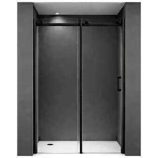 Buylando Viktoria Nischendusche mit Schiebetür 110 x 195 cm Schwarz/Transparent