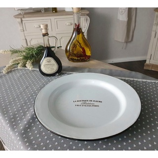 Ambiente Haus Teller Teller aus Emaille in Antikweiß, (1 St) weiß