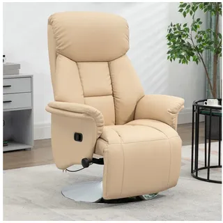 HOMCOM Relaxsessel Fernsehsessel mit Liegefunktion, drehbar, gepolstert, Ruhesessel (Liegesessel, 1-St., TV-Sessel), 360° Drehfunktion, Beige beige
