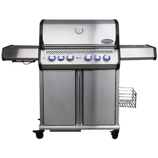 SANTOS Gasgrill S-418 Pro TST - Premium Edelstahl Gasgrill 4 Brenner - 800°C Infrarot Seitenbrenner & Heckbrenner - Langlebiger BBQ Gas Grill mit optimaler Isolierung - Grillrost & XXL Warmhalterost