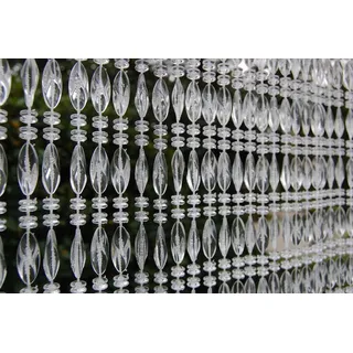 La Tenda Perlenvorhang ELBA 2 Türvorhang transparent, Hakenaufhängung, transparent, 90 x 210 cm, Polypropylen - Länge und Breite individuell kürzbar weiß 90 cm x 210 cm