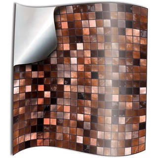 Tile Style Decals 24 stück Fliesenaufkleber (TP3-4-Copper Brown) | Mosaik Wandfliese Aufkleber für 10x10cm Fliesen | Deko-Fliesenfolie für Küche u. Bad (10cm 24 stück)
