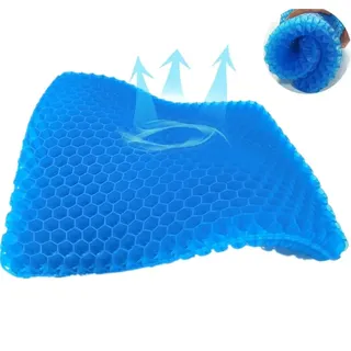 Orthopädisches Sitzkissen aus Memory Gel, Steißbeinkissen, Ergonomisches Druckentlastungskissen für Bürostuhl, Rollstuhlsitz, Blau - COMFORTKA - Blau