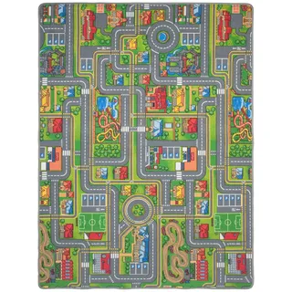 e-floor Kinderteppich, Teppich für EIN Kinderzimmer, Stadtmotiv, Kinderteppich Straßen und Wege, Teppich für Jungen und Mädchen, für Schlafzimmer und Spielzimmer, Kindergärten, 150 x 200 cm Grau