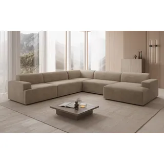 Luxusbetten24 Sofa Designer Sofa Monza Wohnlandschaft U XXL, in Samt beige