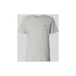 T-Shirt mit Logo-Stitching, Mittelgrau Melange, XXL
