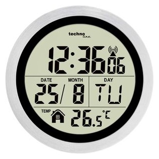 Technoline Wanduhr WT 3005 Funkuhr, 14,7 cm, digital, Thermometer, Alu, wasserdicht