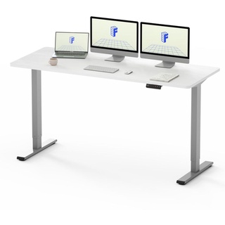 FLEXISPOT EF1 160x80cm Elektrisch Höhenverstellbarer Schreibtisch Schnelle Montage Memory Handsteuerung Sitz-Stehpult für Büro(Weiße+ graue B...