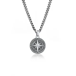 KUZZOI Halskette Herren Panzerkette Kompass 925 Silber schwarz 50