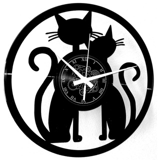 Instant Karma Clocks Vinyl Wanduhr Katzenmotiv und Tiermotiven Haustiere, Katzen, Geschenkidee Handgemacht