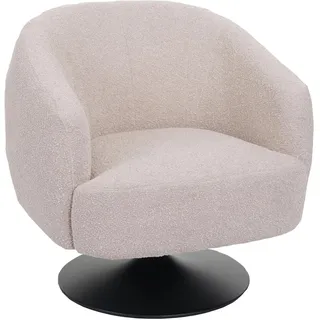 Mendler Lounge-Sessel MCW-J76 Bouclé 75 x 78 x 83 cm Creme-beige drehbar mit Kissen