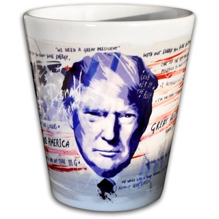 Paul Sinus Art Keramik Trump Tasse - Handarbeit Designer Tasse aus brillanten Porzellan Unikat - Tasse, Becher, Kaffeetasse, Teetasse Keramik Tasse, 330ml, Geschenk für Freunde (Tasse Latte)