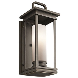 Licht-Erlebnisse Außen-Wandleuchte OWEN, ohne Leuchtmittel, Außenwandlampe in Bronze IP44 E27 Glas Metall Vintage Außenlampe Wand braun