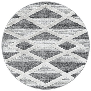 Hochflor-Teppich für Wohnzimmer und Schlafzimmer Geometrisches Design, Ayyildiz Teppiche, Rund, Höhe: 20 mm grau Rund - 200 cm x 200 cm x 20 mm