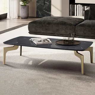 FineBuy Couchtisch Marmor Optik Schwarz MDF 120 x 60 x 30,5 cm