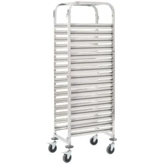 vidaXL Tablettwagen für 16 Tabletts 38x55x163 cm Edelstahl