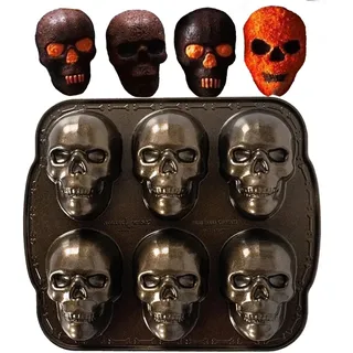 Halloween Totenkopf Backform Geisterschädel Muffinform, 3D Skelett Kuchenform Aus Aluminium, Totenkopf Eiswürfelformen Brotbackform Für Muffins, Cupcakes, Kuchen, Pudding, Eiswürfel Und Gelee