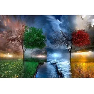 Puzzle 3000 Teile, Vier Jahreszeiten von Bäumen Puzzle Erwachsene 3000 Teile, Impossible Puzzle, Puzzle Kinder Mädchen, Geschicklichkeitsspiel für die ganze Familie, Puzzle Erwachsene 3000 Teile-48.0