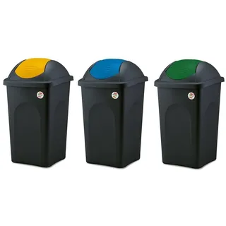 Kreher Technik Abfalleimer 60 l Blau, Grün und Gelb