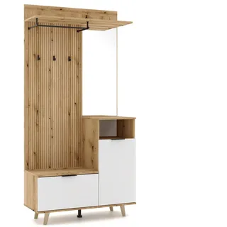 wipmeb Garderobe Evoke 100 x 204 x 40 cm Eiche / Weiß