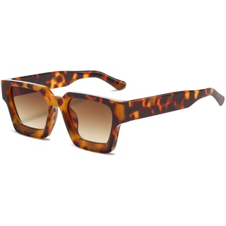 YUELUQU Retro Rechteckige Sonnenbrille Große Square Chunky für Herren Damen Trendy Sonnenbrille (Hawksbill -tee) - L
