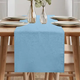 Tischläufer Modern, Wasserdicht Läufer Tisch, Tischläufer Frühling Modern, Grün Läufer für Draussen Balkon Drinnen Party Dekoration (Hellblau, 40 x 180 cm)