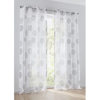 Kutti Vorhang »Bella«, (1 St.), Gardine, halbtransparent, Ausbrenner, bedruckt, Baumwolle-Polyester Kutti weiß/grau cm