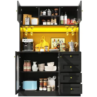 Okwish Buffetschrank 120 x 40 x 188 cm Schwarz