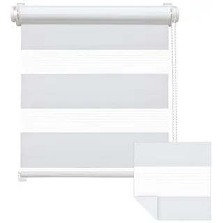 Doppelrollo Zevra Doppelrollo / Duo Rollo, 120 x 160 cm, weiß, Victoria M., halbtransparent, ohne Bohren, freihängend, verschraubt, Feuchtraumgeeignet, Sichtschutz oder Durchsicht weiß 120 cm x 160 cm