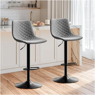 STOOLINK Barhocker Höhenverstellbar Barstuhl 2er Set, Bar Stühle mit Lehne Barstuhl 360° Drehbar Designer Tresenhocker, Barhocker mit Armlehne Belastbar 150kg Sitzhöhe Verstellbar 61-82cm-Grau